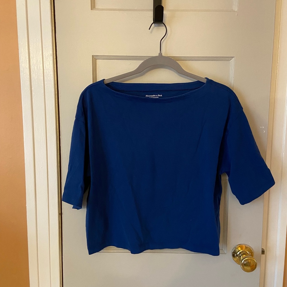Abercrombie & Fitch Blue Boxy Crop Top